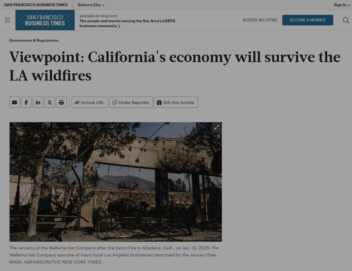 Viewpoint: California's economy will survive the LA wildfires